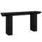 Black MDF Sofa Table with Triangular Side Panels and Modern Design